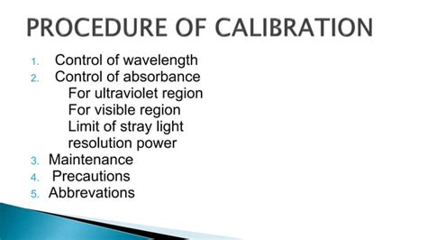 uv spectroscopy calibration